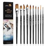 Watercolor Brushes Paint Brush 10 Pcs Professional Watercolor Brush Set for Artists Sable Detail Pointed Rounds Cat Tongue Oval Wash Dagger for Watercolor Gouache Acrylic Ink Painting