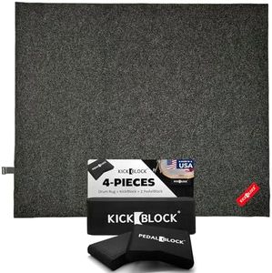 KickBlock Drum Kit Bundle - Drum Rug 6'6" x 5'6" + Bass Drum Anchor + PedalBlock Set Black – Stops Bass Drum Creep & Pedal Slide – Non-Slip Drum Mat – Drummer Gift & Accessories