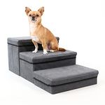 Foldable Dog Stairs for Small Medium Dogs with Storage and Adjustable Steps Pet Storage Stepper for High beds Sofa Holding up to 50 lbs Pet Dog Cat (3 Step)