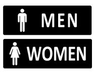 (Set of 2) Restroom Signs for Business - Self-Adhesive Metal Bathroom Door Signs Decor - 7.5 x 2.5 inches Men's & Women's Bathroom Signage for Restaurants - Toilet Sign Easy to Mount Highly Visible