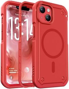 ORETECH Magnetic for iPhone 14 Case & iPhone 13 Case (2 X Tempered Glass Screen Protectors + 1 Camera Protector)(Compatible with MagSafe)(25 FT Drop Protection) Matte Dual-Layer Shockproof - Red