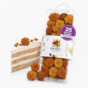 Freeze-Dried Marigold Flowers 0.2 oz | About 25 Edible Flowers | Dried Marigolds for Cake Decoration, Cupcakes, Desserts, Cocktails, Garnish, Baking, Culinary Use, Parties, and Special Occasions