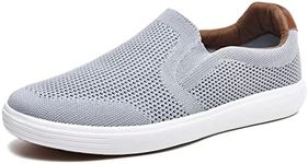 TIOSEBON Men's Memory Foam Mesh Walking Shoes Arch Support Comfort Slip-on Loafer Gray 10.5 US