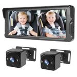 Ecoyoca 2 Kids Baby Car Camera HD 1080P Baby Car Mirror 6.9” Split-Screen Display with Night Vision & Wide View Angle, Easy Installation Baby Monitor for Backseat, Universal Fit All Cars Car Models