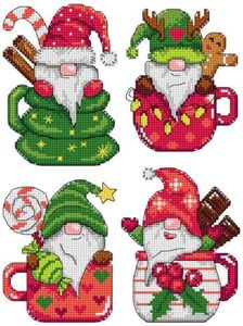 Crafting Spark Counted Cross Stitch kit with Plastic Canvas Gnomes in Cups 183CS