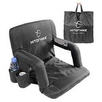 HITORHIKE Stadium Seat for Bleachers or Benches Portable Reclining Foldable Black Stadium Seat Chair with Padded Cushion Chair Back and Armrest Support