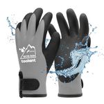 100% Waterproof Gloves for Men and Women, Winter Work Gloves for Cold Weather, Touchsreen, Thermal Gloves for Fishing, Gardening and Working in Freezer, with Grip, Grey, XX-Large