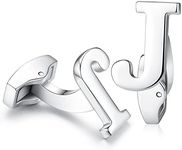 Honey Bear Initial Alphabet Letter A-Z Cufflinks For Mens - Stainless Steel, Personalized for Silver Wedding Formal Business Gift with Box (One pair) (J)