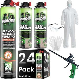 Sprayman Spray Foam Insulation Kit (480 Sq.Ft.) - Closed Cell Polyurethane Expanding Foam Sealant, Thermal & Acoustic Protection for Wall and Attic - Gun & Cleaner Included, 27.1 oz, 24 Pack