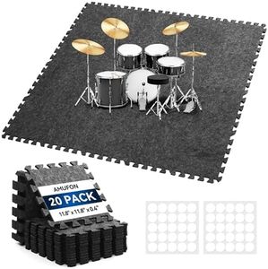20 Pcs Sound Absorbing Interlocking Floor Mats Pads, 11" x 11" x 0.4"sound absorbing rug, Non-Slip Anti Vibration Sound Proof Puzzle Felt Padding, High Density Piano Carpet Drum Rug for Music Studio