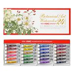 Holbein W455 Transparent Watercolor Paint, 0.16 fl oz (5 ml), Botanical Art, Set of 24 Colors