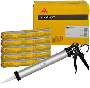 AWF PRO Sikaflex 1a Kit - One Component, Flexible, Non Sag, Polyurethane Concrete and Masonry Sealant for Vertical and Horizontal Surfaces, Sikaflex 1a 20 oz Sausage White (5), Caulking Gun