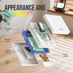 Nelko Mini Photo Printer – Portable Wireless, White