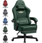 GTPLAYER Fabric Gaming Chair, Ergonomic Computer Chair with Footrest and Lumbar Support Height Adjustable Home Office Chair with 360°-Swivel Seat and Headrest