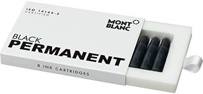 Montblanc Ink Cartridges Permanent Black 107757 – Document-Proof Fountain Pen Refills in Black – 8 International Standard Pen Cartridges