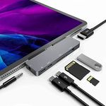 USB C Hub for iPad Pro 11/12.9 2019/2018 Adapter,7-in-1 Dongle with Aux 3.5mm & Type-C Earphone Headphone Data Jack with Audio Volume Control,4K HDMI,USB 3.0, SD,Micro SD Card Reader,USB C PD Charging