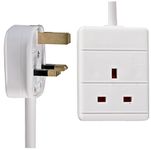rhinocables Extension Cord Power Cable Lead with UK Pin Plug Mains Power Supply, 13amp, Single Socket (1m)