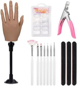 Silicone Hand for Acrylic Nails with Stand Bracket,Realistic Silicone Nail Training Hand, Soft Flexible Bendable Nail Practice Mannequin Hand for Nails Art DIY Print Practice Tool (Left Hand)