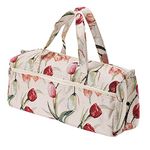 Large Fabric Knitting Needles Bag,Household Yarn Storage Tote Organizer Knitting Tools Storage Bag for Knitting Needles and Accessories(Rose red)