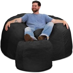 ULTIMATE SACK 5ft Bean Bag Chair & Footstool, Oversize Bean Bag Chair for Adults, Comfy Chair Bean Bag Couch Lounge Sofa Loveseat Furniture | Charcoal Fur