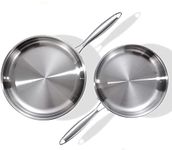 DELARLO Tri-Ply Stainless Steel Pan Set, 9" & 11",Compatible with All Cooktops Up to 600℉, Stainless Steel Frying Pan Set, Durable, Fast Even Heat, Cooking Pans, Kitchen Cookware Set, Skillet Set of 2