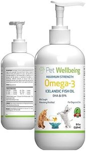 Pet Wellbeing Omega-3 Icelandic Fish Oil for Dogs - Wild-Caught, Cold-Water Fish, Healthy Skin and Coat, Joint Health and Mobility, Fatty Acids, Anchovies, Sardines - EPA, DHA - 8 fl oz (236 ml)