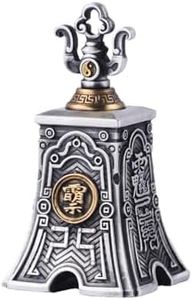 COPPERTIST.WU Taoist Bell Vintage Decor Bells Handmade Accessory for Car Home Office,Brass&Oxidized Silver&Copper (Oxidized Silver)