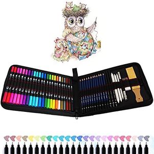 TVGO 24 Stylos Feutres Pinceaux, 12 Crayon Dessin et Art Set, Idéal pour Calligraphie, Dessin de Précision, Écriture, Coloriage pour Adulte et Enfants, Mandala, Dessin, Manga