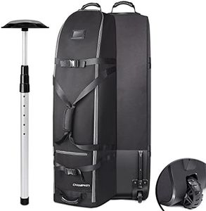 CHAMPKEY Premium Soft-Padded Golf Travel Bag with Anti-Impact Support System - 1200D Oxford Fabric Golf Travel Cover (2.0 Grey)