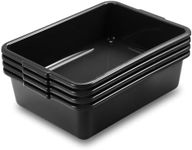 Commercial Bus Tubs/Dishwashing Tubs, 13L Plastic Restaurant Basin, Utility Tub/Tote Box Set of 4, Black