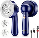 DBC Fabric Shaver and Lint Remover, Sweater Shaver with 3-Speeds and 6-Leaf Blades, 2hours runtime, 2 Replaceable Blades, Battery Operated, Remove Pilling, Furniture, Fuzz, Lint Ball - Blue