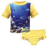 Hudson Baby Unisex_Baby Swim Rashguard Set, Girl Coral Reef, 6-9 Months Rash Guard