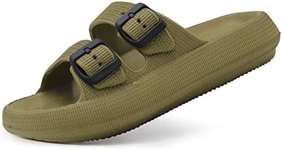 Weweya Men Women Pillow Slipper Sandal Adjustable 2 Buckle Slides Plastic Squishy Foam Sandal Green Women Size 5.5 6 6.5