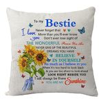 Bestie Gift from Best Friend,Inspirational Gift to My Bestie Never Forget That I Love You Pillow Cover Pillowcase Funny Bestie Friendship Cushion Cover for Birthday Xmas Graduation Wedding