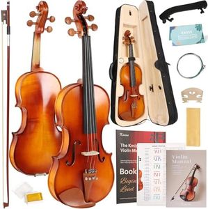 Kmise Violin 3/4 Full Set, Tough Jujube Wood Violins, Glossy Acoustic Fiddle for Adults, Beginners,Students with Violin Case, Rosin, Strings, Bow, Shoulder Rest, Beginner's Guide (Jujube, 3/4)