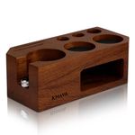 KHAVA Espresso Tamping Station | Wooden Coffee Tamper Station 51-54 mm | Espresso Organizer & Portafilter Holder | Coffee Station Organizer for Countertop | Espresso Accessories for Coffee Bar, Brown