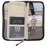 ZOPPEN RFID Travel Passport Wallet & Documents Organizer Zipper Case with Removable Wristlet Strap, 01 Black, One Size, Casual