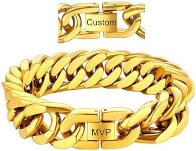 18k Real Gold Plated Curb Cuban Custom Chain Bracelet Stainless Steel Link Bracelet for Men 17mm 23cm