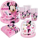 Minnie Mouse Birthday Decorations Party Supplies Tableware Set Paper Plate Cup Napkins for 16 Guetes Baby Shower Birthday Kids