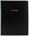 BookFactory Meeting Notebook/Business Meeting Book - Black, 168 Pages (Ruled Format), 8" x 10", Imitation Leather Cover, Smyth Sewn Hardbound (MTG-168-SLO-LKS)