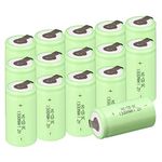 Anmas Power 15-Pack Green Ni-Cd Sub C SC Rechargeable Batteries 1300mAh 1.2V with Solder Tabs for Power Tools