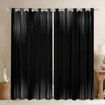 Feelyou Geometric Abstract Ombre Curtains for Bedroom Living Room (2 Panels, 52 x 96 Inch) Gray and Black Striped 30%-50% Blackout Curtains Modern Fashion Darkening Drapes Stripes Window Treatments
