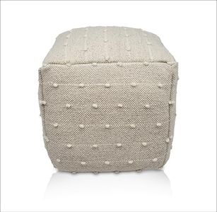 LOOMINAIRE Hand-Woven Pouf/Footstool Pearl