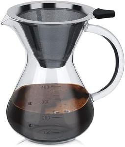 Caffettiera Pour Over Coffee Maker, 400ml Coffee Dripper Manuale, Drip Decanter, Cold Brew Coffee Maker, Caffettiera in Vetro, Pour Over Caffettiera con Filtro in Acciaio Inossidabile