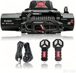 XYCLE 12000lbs Electric Winch 12V IP68waterproof Off-Road Vehicle Rescue winchs with2wireless Remote Controls and1/2"Synthetic Rope Suitable for Towing SUVs,Loggers,Trucks,Trailers,Jeeps,4WD(Black)