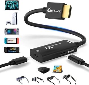 Guermok AR Glasses HDMI to USB-C Display Adapter, 4K@60Hz Play and Charge XR Converter with DC 5V, for XREAL One/Air 2 Pro/RayNeo/Rokid, Steam, Switch 2/1, PS5/4, Portable Monitors (Black)
