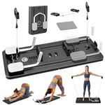 Upgraded Pilates Reformer Machine for Home Gym - Multifunctional Automatic Rebound Pilates Board with Knee Pad, Ab Core Trainer & Full Body Workout Equipment for Men/Women (Dark Black)