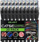 GEARIT 20-Pack, Cat5e Ethernet Patch Cable 7 Feet - Snagless RJ45 Computer LAN Network Cord, Black