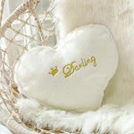 Peach Cuddle Kid's Cute Heart Shaped Darling Fluffy Fur Cot Cushion (16x16 inch, White)