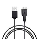 KUYiA Micro USB 3.0 Cable, Male to Micro B Lead Super Speed Data Sync Cord Compatible with Toshiba Canvio WD External Hard Drive Samsung Galaxy and More Micro-B port Device- Black (2.5FT)